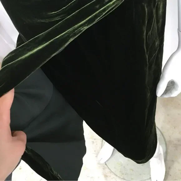 Reiss EDEN Green Velvet One Shoulder Evening Cocktail Midi Dress Size 8 - Picture 7 of 14